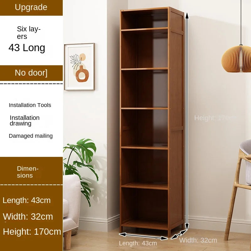 Bookcase with door, multi-layer storage rack, seam storage cabinet, living room display cabinet, bookshelf