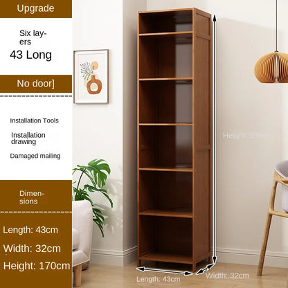 Bookcase with door, multi-layer storage rack, seam storage cabinet, living room display cabinet, bookshelf
