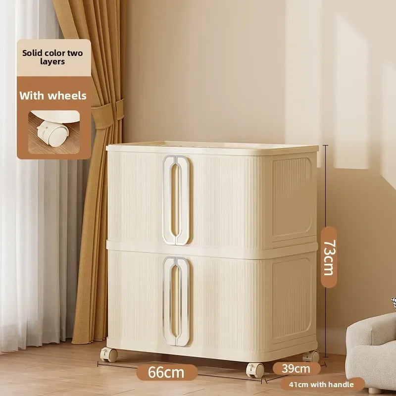Large Capacity Cream Wind Storage Cabinet Quilt Wardrobe Free Installation Folding Storage Shelf Storage Box Locker