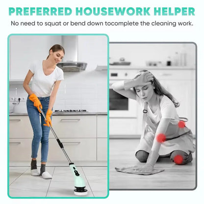 9-in-1 Wireless Rotating Electric Cleaning Brush - Household Multi-scene Scrubber for Bathroom, Kitchen & Toilet Deep Cleaning