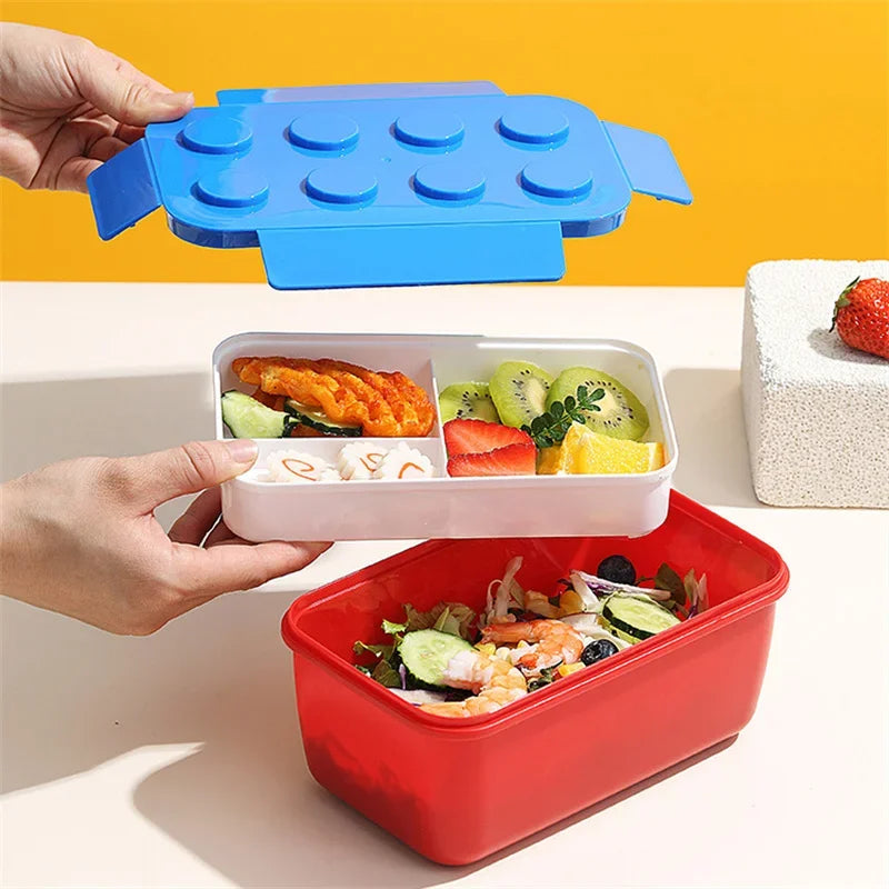 Creative Building Blocks Lunch Box Food Grade PP Picnic Fruit Salad Bento Box Student School Office Microwave Oven Meal Box