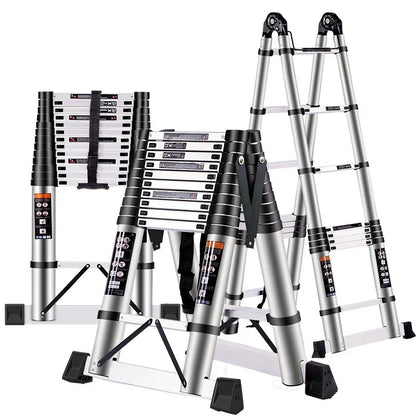 Aluminum Telescopic Folding 3 Step Ladder Step Stool Home Kitchen Garden Portable Lightweight Safety Lock Multipurpose Household
