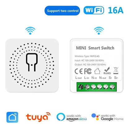 WiFi Mini Breaker DIY Smart Home Switch 2 Way Control Smart Switch Module Work With Alexa Google Home Alice