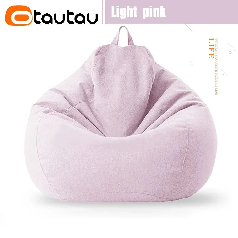 OTAUTAU Cotton Linen Bean Bag Cover without Filler Floor Corner Lazy Beanbag Chair Pouf Salon Ottoman Puff Lounger Sac DD002