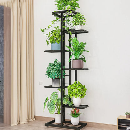 7-Tier Metal Plant Stand Indoor Outdoor Flower Shelf Multi-Layer Display Rack, Space-Saving Organizer for Living Room Balcony