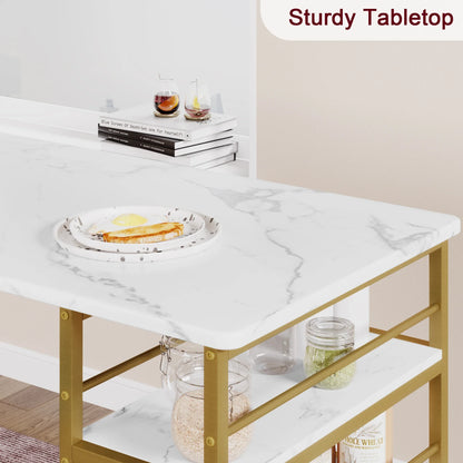 3 Pcs Dining Table and Chairs Set Space-Saving Bar Table with 2 PU Cushioned Stools for Breakfast Nook Small Spaces Dining Room