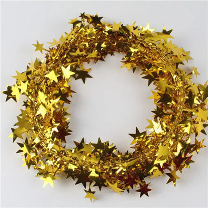 2/4MGreen Christmas Tree Decoration Ribbon Garland Christmas TreeBar Tops Ornaments Xmas Tinsel Grass Ring Family Reunion Party