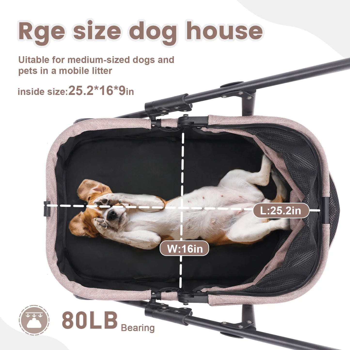 Foldable Dog Stroller Portable Dog Buggy 4 Wheel Pet Stroller Pushchair Travel Carriage Stroller Cart with Fashion  bag