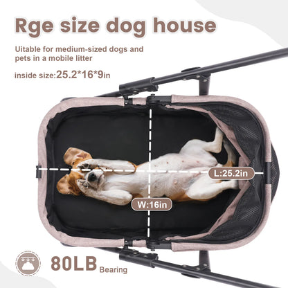 Foldable Dog Stroller Portable Dog Buggy 4 Wheel Pet Stroller Pushchair Travel Carriage Stroller Cart with Fashion  bag