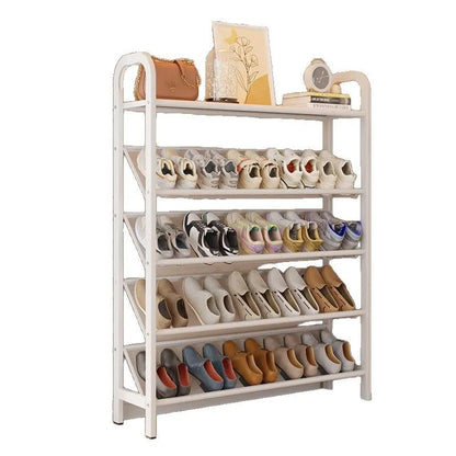 Steel shoe rack household door simple storage space saving metal multi-layer narrow shoe cabinet