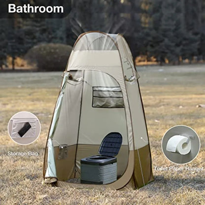 Pop Up Shower Tent with Mesh Window Portable Toilet Privacy Tent 6.9 Feet Removable Rain Cover/UPF 50+