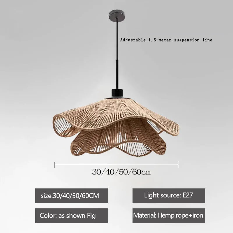 Rattan Flower pendant Lamp LED Chandelier Home Decoration Living Room Dining Indoor Bedroom Bedside Height Adjustable