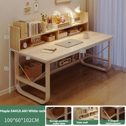 Computer Desk, Desktop, Home Bookshelf Integrated, Student Bedroom, Study Writing, Desk And Chair Combination, Simple Office Des
