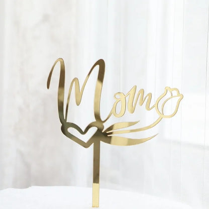 Happy Mothers Day birthday Cake Topper Gold Simple design Acrylic MOM Party Cake Toppers Mother's Day Gifts Dessert Decoration