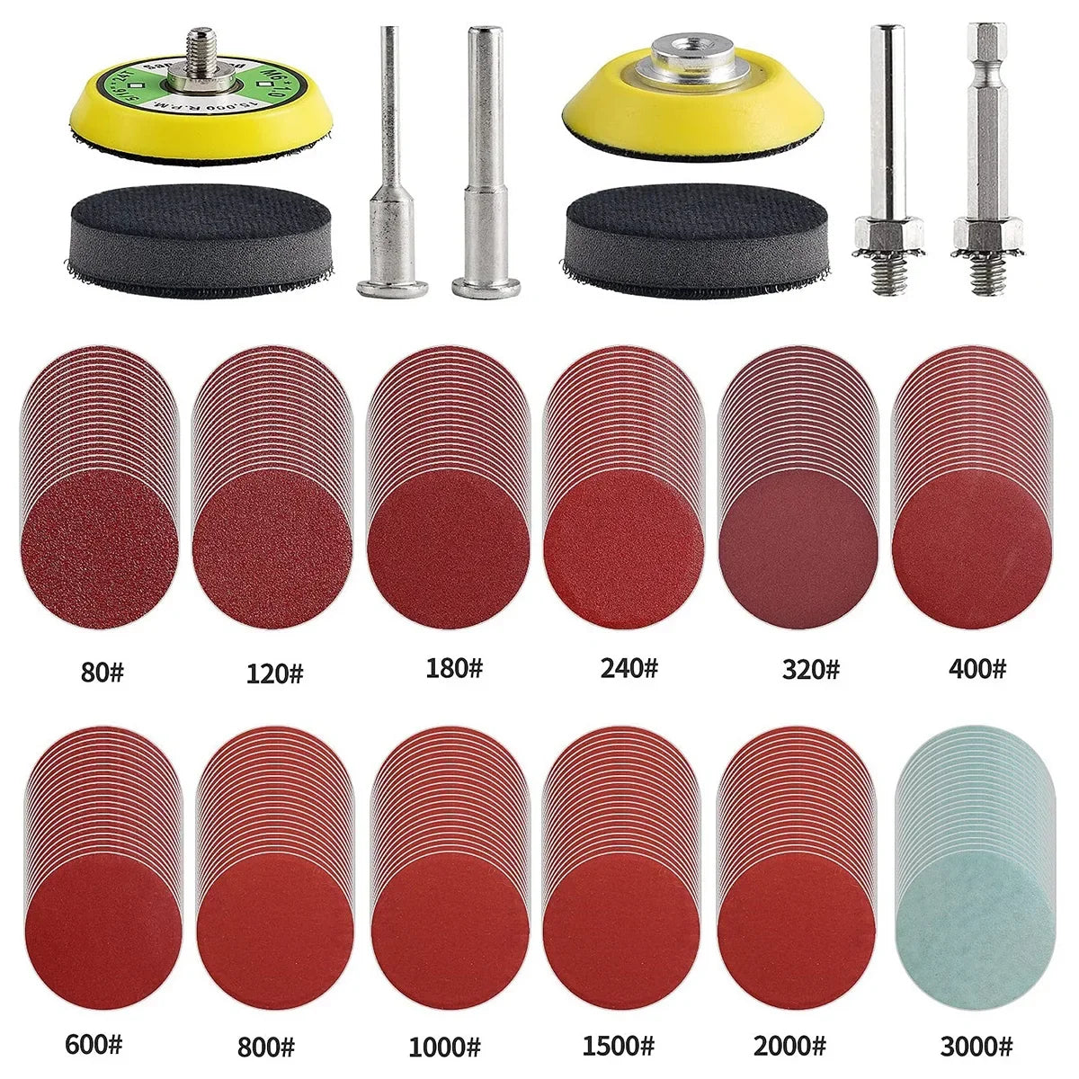 2 Inch Sanding Disc 80-3000 Grit Alumina Sanding Pad Drill Grinder Rotary Tools Accessories Quick Change Sanding Sheet for Metal