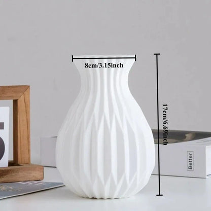 Modern Flower Vase White Plastic Vase Flower Pot Basket Nordic Home Living Room Decoration Ornament Wedding Flower Arrangement