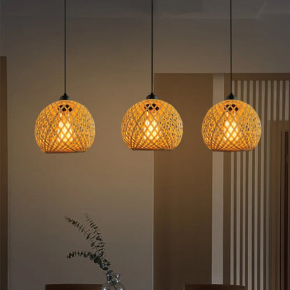 Bamboo Pendant Lamp Hanging Lamp Handmade Rattan Chandelier Fixture Restaurant Dining Room Indoor Lighting AC85-260V