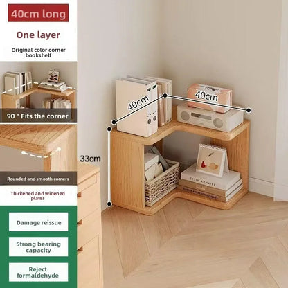 Solid wood corner bookshelf Floor rack Multi-layer corner cabinet Storage storage