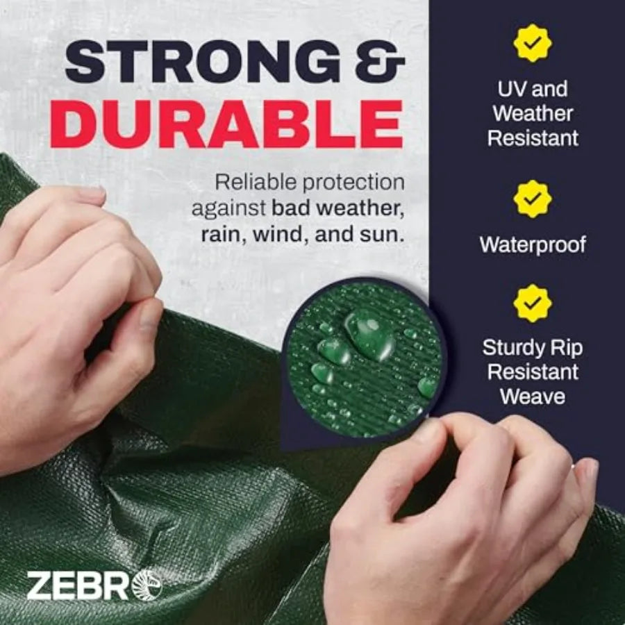 Heavy Duty Tarp with Grommets Reinforced - 16 Mil Thick - Double Sided Plastic Tarps Waterproof - Large Tarpaulin Cover for Out