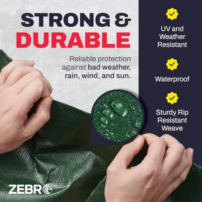 Heavy Duty Tarp with Grommets Reinforced - 16 Mil Thick - Double Sided Plastic Tarps Waterproof - Large Tarpaulin Cover for Out
