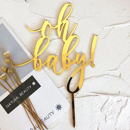 New Acrylic Kids Happy Birthday Cake Toppers Gold Boy or Girl Birthday Party Cake Topper for Baby Shower Gift Dessert Decoration