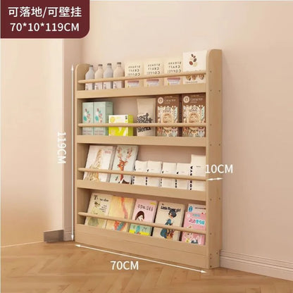 Corner storage rack, ultra-thin solid wood floor-standing bookcase, door back storage rack, narrow cabinet, wall-mounted childre