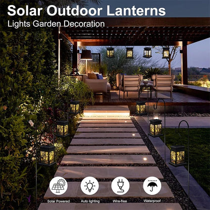 Set of 3 Outdoor Hanging Lamp Lights Solar Powered with Handle LED Table Lamps Decorative Lantern for Garden Patio Backyard