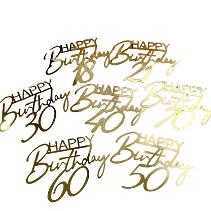 New 18, 30, 40 and 50 Years Old Happy Birthday Cake Topper Gold Acrylic Birthday  Party Cake Toppers Decorations Baking Supplies