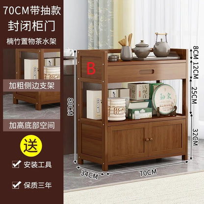 Bamboo tea table tea cabinet household multifunctional living room office tea set kitchen restaurant storage cabinet