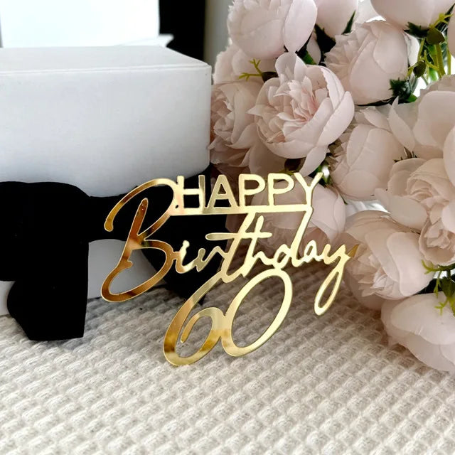 New 18, 30, 40 and 50 Years Old Happy Birthday Cake Topper Gold Acrylic Birthday  Party Cake Toppers Decorations Baking Supplies