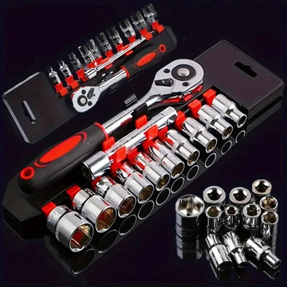 12-piece Xiaofei 1/4 Auto Repair Tool Set, Complete Set of Hardware Toolbox Tools,Socket Wrench Combination