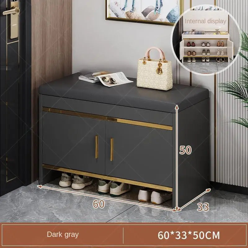 Shoe changing bench household entrance shoe bench can sit on shoe cabinet soft seat integrated storage low cabinet
