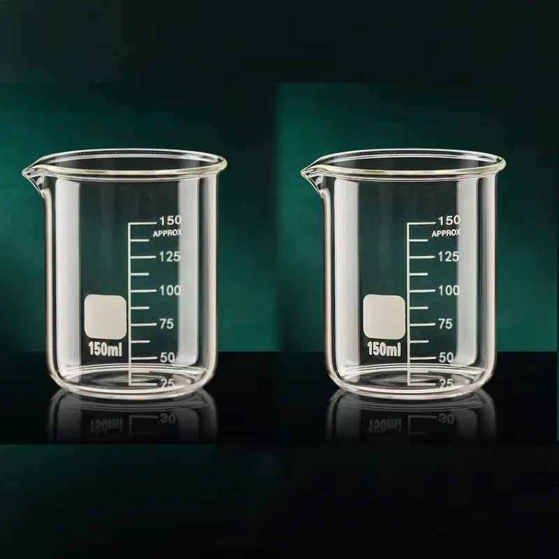 JUSTINLAU 50/100/150/250/500/1000ML High Borosilicate Glass Measuring Cup with Scale Laboratory Beaker Kitchen Baking Glass Cups