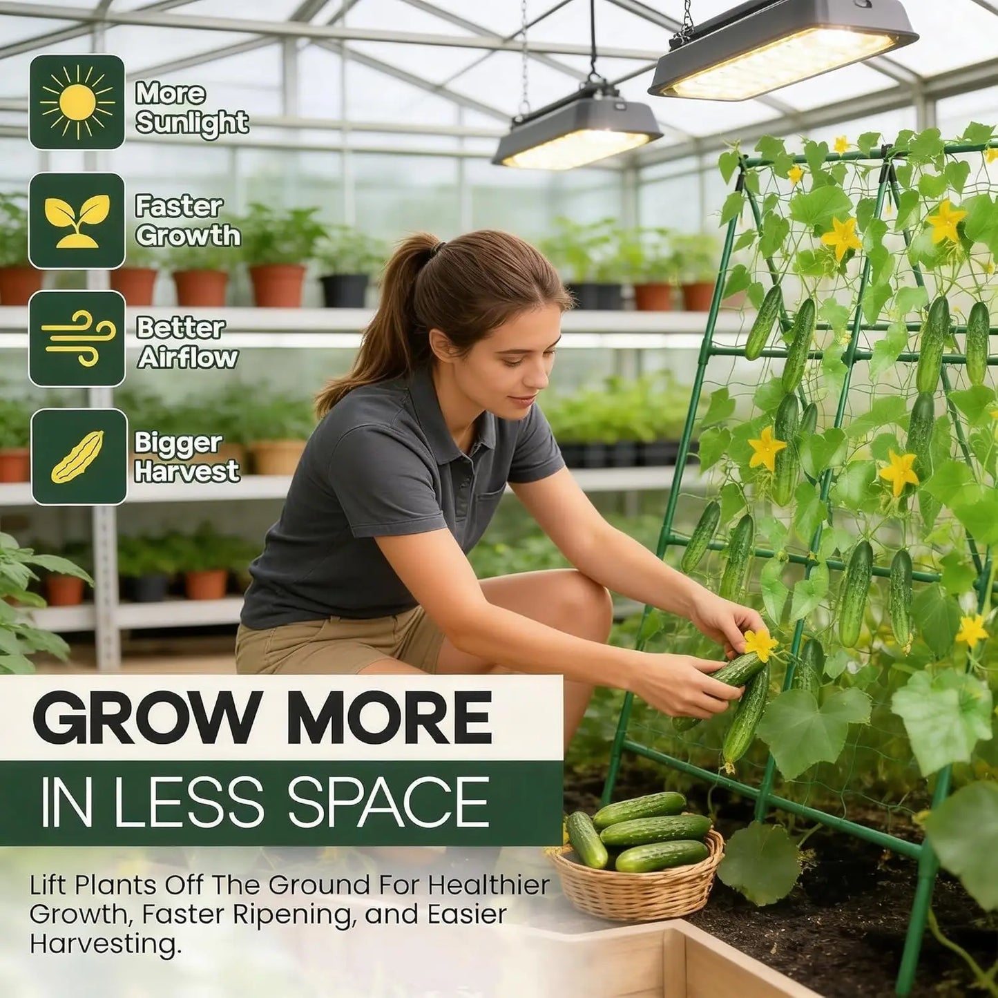 50x50 A-Frame Garden Trellis for Climbing Plants - Easy Assembly, Durable Steel, Fits Raised Beds