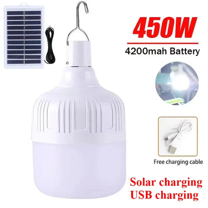 Solar Powered Lamps Portable Led Bulbs 80-500W LED Energy Saving Light for Outdoor Camping Tent Night Fishing Emergency Lights