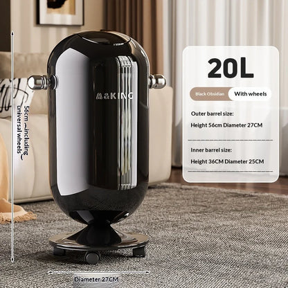 Waste Bins Swing Lid Trash Can Wheeled High Capacity Stylish Home Kitchen Living Room Bedroom Garbage Bin Trash Can Furniture