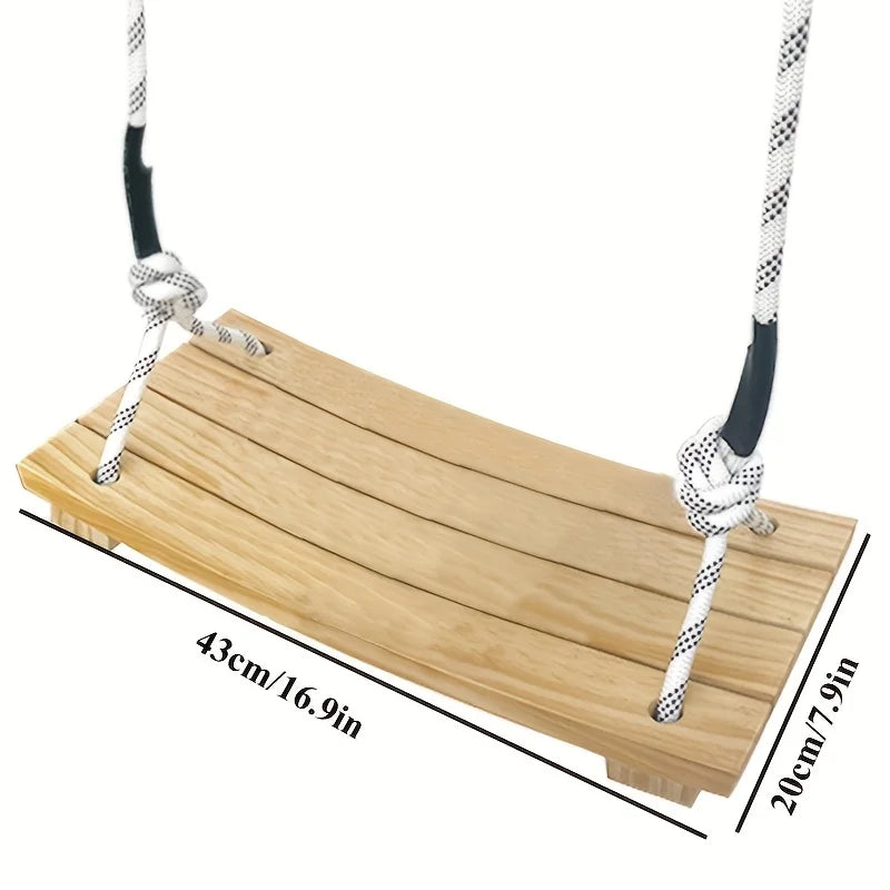 Adult Hanging Swing Chair - Solid Wood Porch Swing for Indoor/Outdoor Use, Garden Tree Hammock with Weather-Resistant Finish