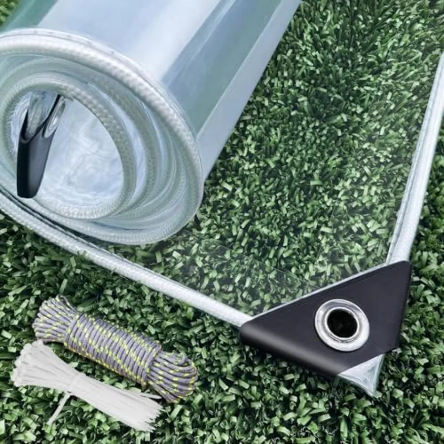 Clear Tarp Heavy Duty with Grommets 5x7 Feet Waterproof PVC Tarpaulin 14 Mil for Patio Enclosure Greenhouse Cover Porch Roof