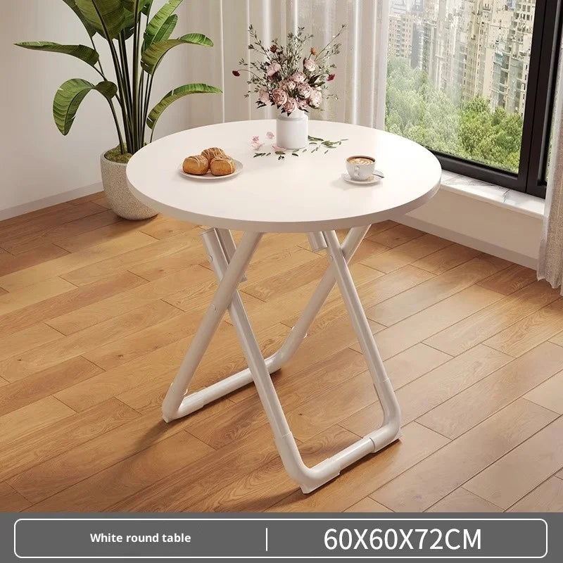 Portable Folding Round Dining Table Space Saving Kitchen Table Small Apartment Balcony Outdoor Lightweight Easy Storage Wood