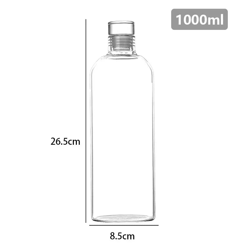 300-1000ml High Borosilicate Glass Water Bottle Portable Sports Leak Proof Water Cup with Time Marker Transparent Water Cup