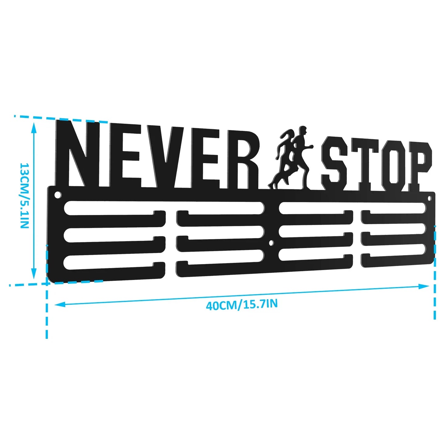 Medal Hanger Display Rack Wall Mount Metal Trophy Rack Ribbons Medals Display Hanger with Inspirational Words for Soccer Race