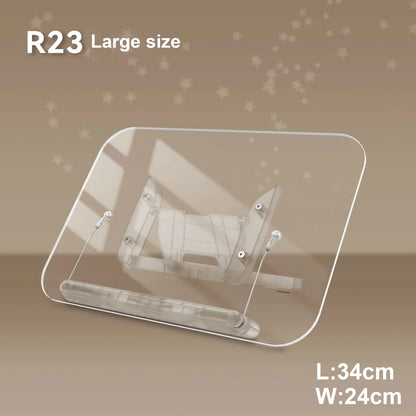 Book Stand for Reading, Adjustable Book Holder with 360° Swivel Base Foldable Stand Recipe Book Holder with Elastic Page Clips