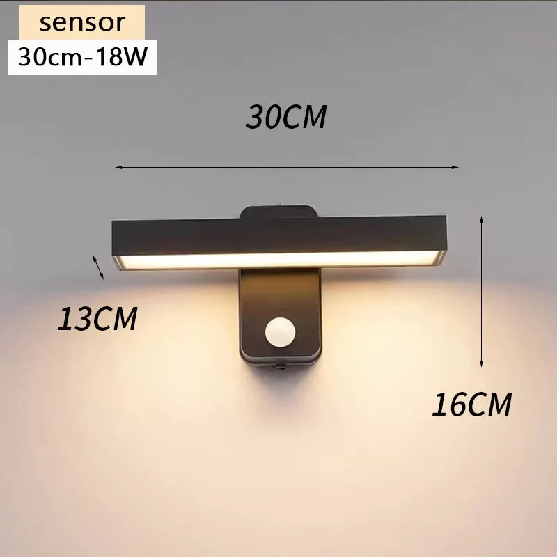 LED Outdoor Wall Lamp IP65 Motion Sensor Waterproof Rotatable Porch Light Villa Entrance Courtyard Living Room Home Decorative