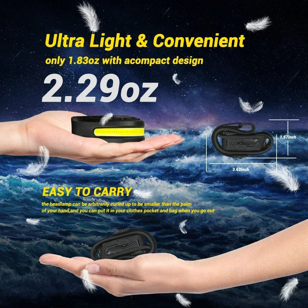 1-10PCS LED Sensor Headlamp Built-in Battery USB Rechargeable Head Flashlight Headlight Head Torch Camping Fishing Search Light