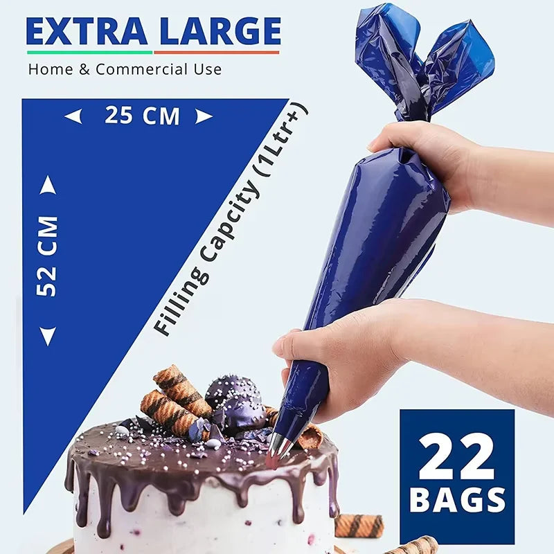 Large Disposable Piping Bags 21inch Disposable Piping Bags Anti-Burst Thick Pastry Icing Bags For Frosting Cakes Decoration