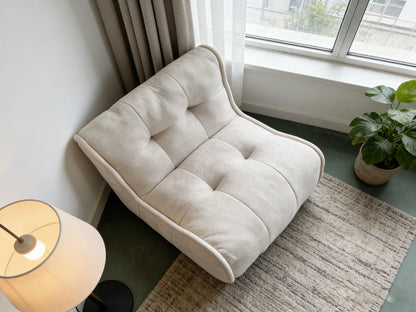 Shredded Sponge Filled Lazy Sofa - Plush Upholstered Floor Chair with Tufted Backrest for Living Room Bedroom