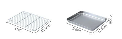 Stainless Steel Baking Pan Tray with Wire Rack Cake Baking BBQ Pan Tray Plate Oven Brownie Rack Cooking Roasting Grilling Tool