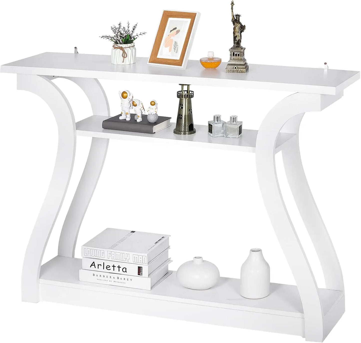 Console Table, Entryway Table with 3 Tier Storage Shelves, Narrow Long Sofa Table for Entryway, Living Room, Hallway, Couch