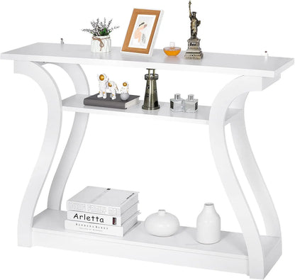 Console Table, Entryway Table with 3 Tier Storage Shelves, Narrow Long Sofa Table for Entryway, Living Room, Hallway, Couch