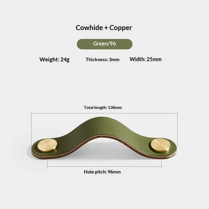 Colorful Brass Leather Cabinet Drawer Pull Handle Knob Solid Heavy Duty Furniture Hardware Kitchen Bathroom Bedroom Furniture